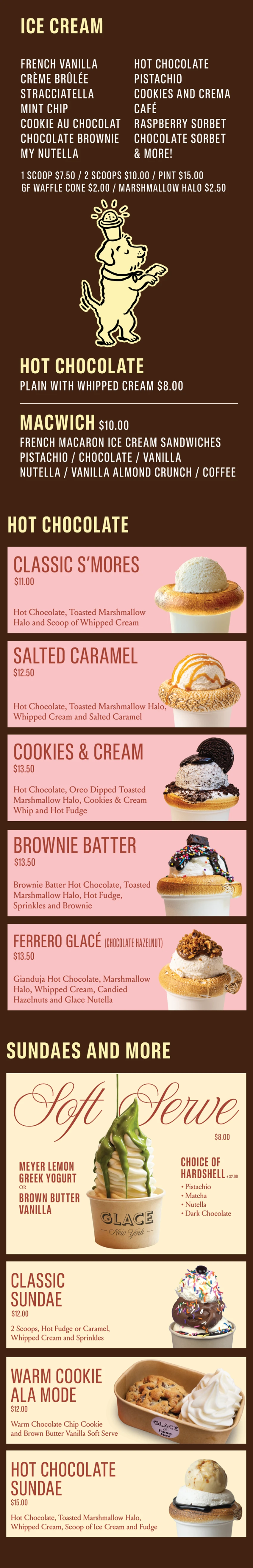 Glace Menu